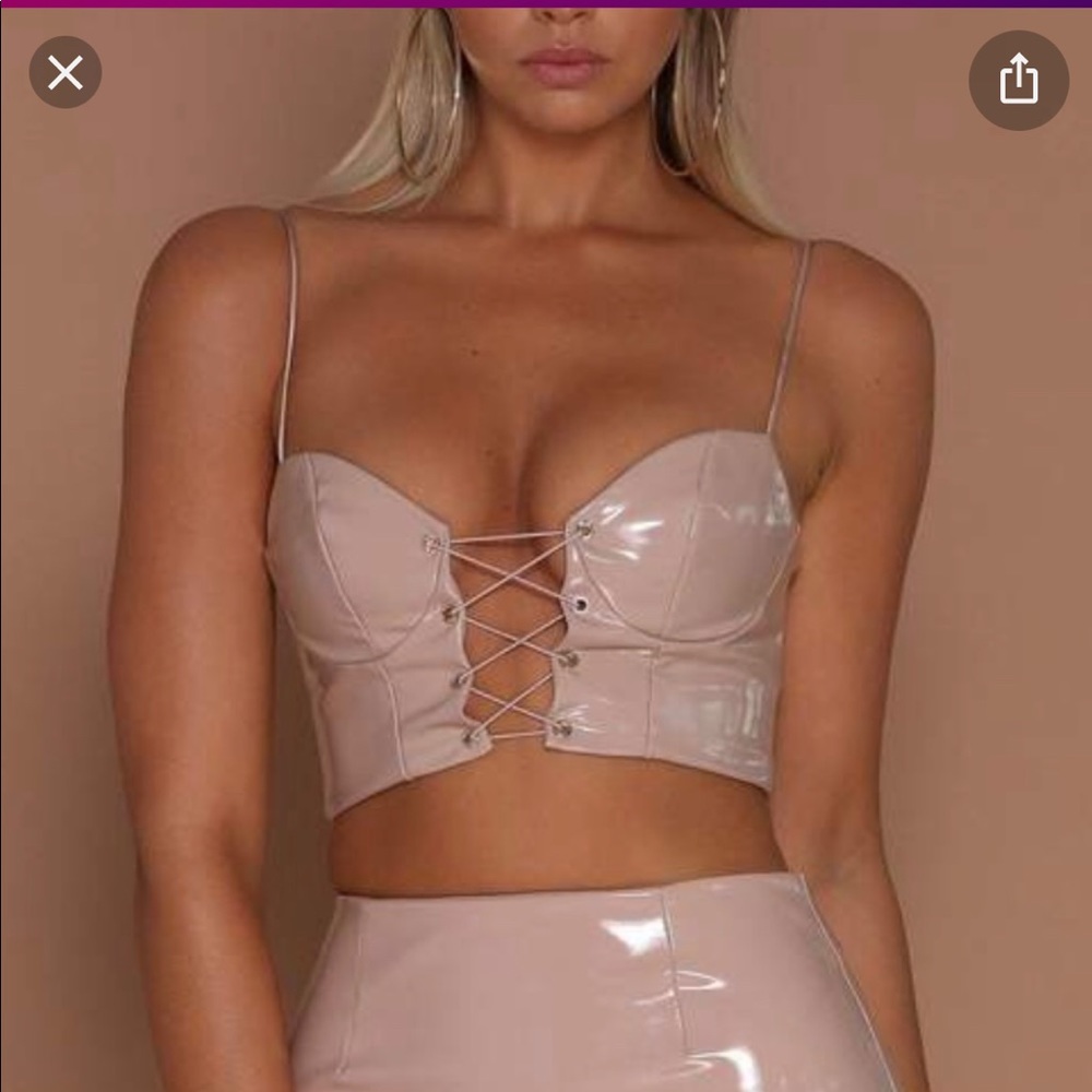 Meshki Latex Crop in Nude
